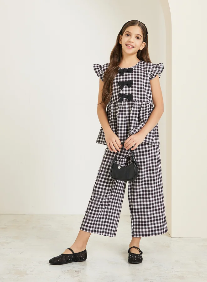 Styli Teens Gingham Check Top and Pants Set